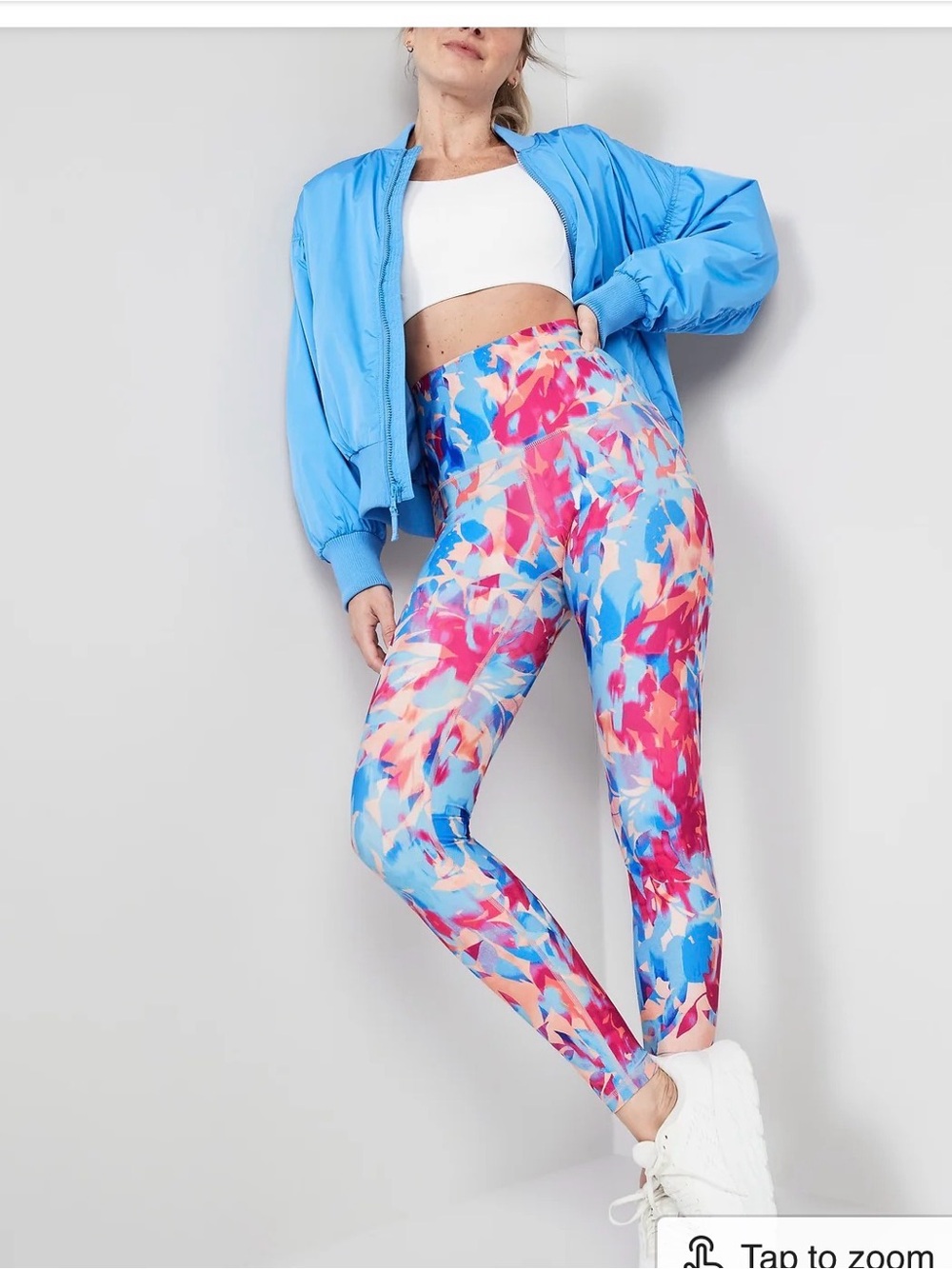 High-Waist Printed Active Leggings and top  Blue & Pink old navy